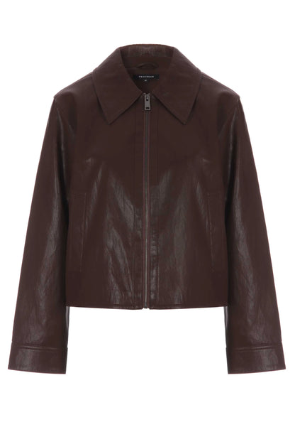 Womens Plum Faux Leather Zip Jacket