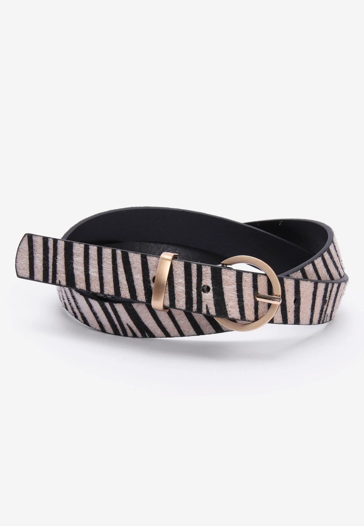Womens Brown Zebra Print Casual Belt