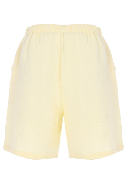 Womens Lemon Cotton Drawstring Waist Shorts