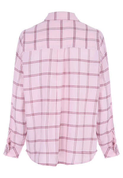 Womens Light Pink Tonal Long Sleeve Check Shirt