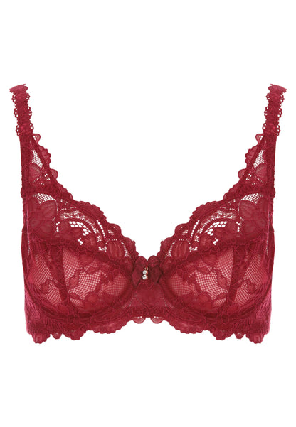 Womens Burgundy Millie Floral Lace Non-Padded Bra (B-E)