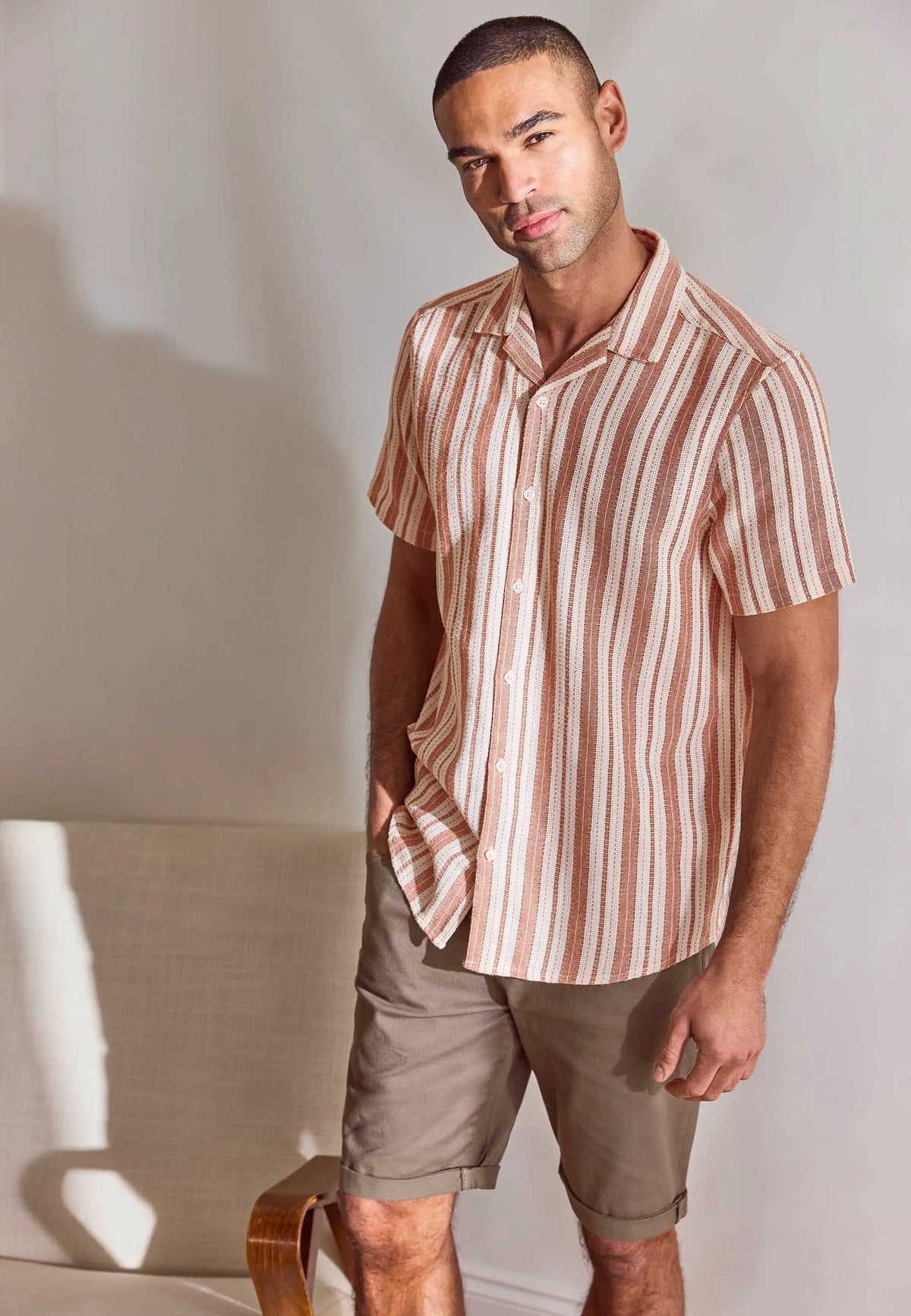Mens Brown Cotton Rich Denim Shorts