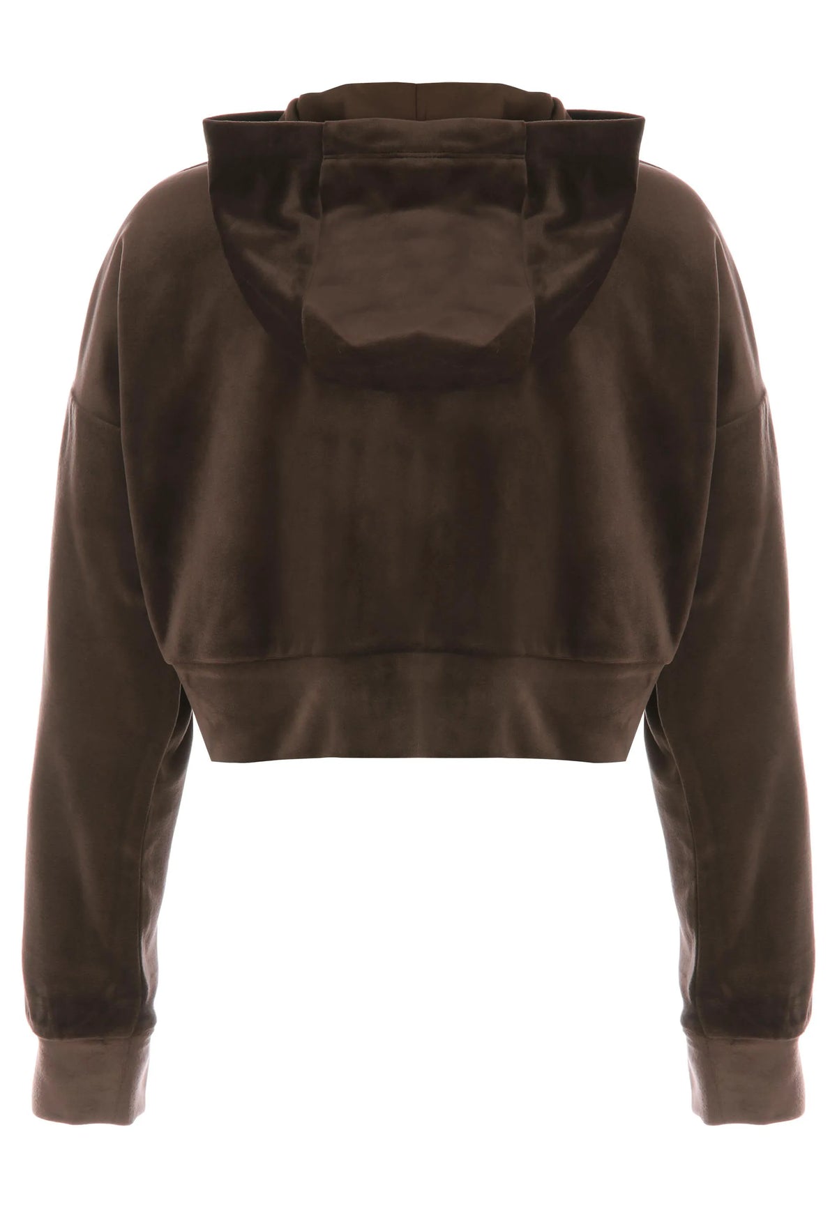 Older Girls Chocolate Brown Velour Zip Through Top