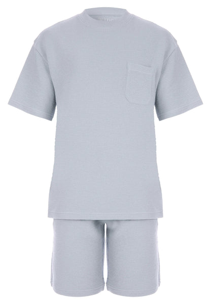 Older Boys Blue Textured T-Shirt & Shorts Set