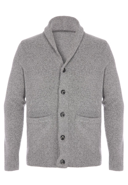 Mens Grey Shawl Collar Knit Cardigan