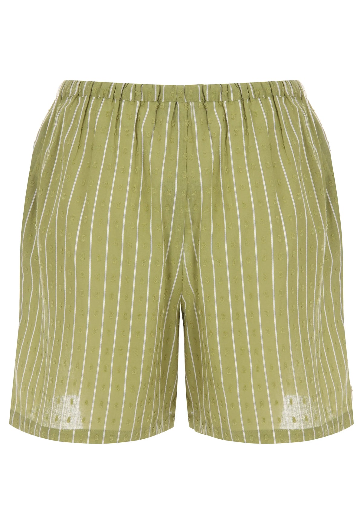 Womens Green Stripe Dobby Shorts