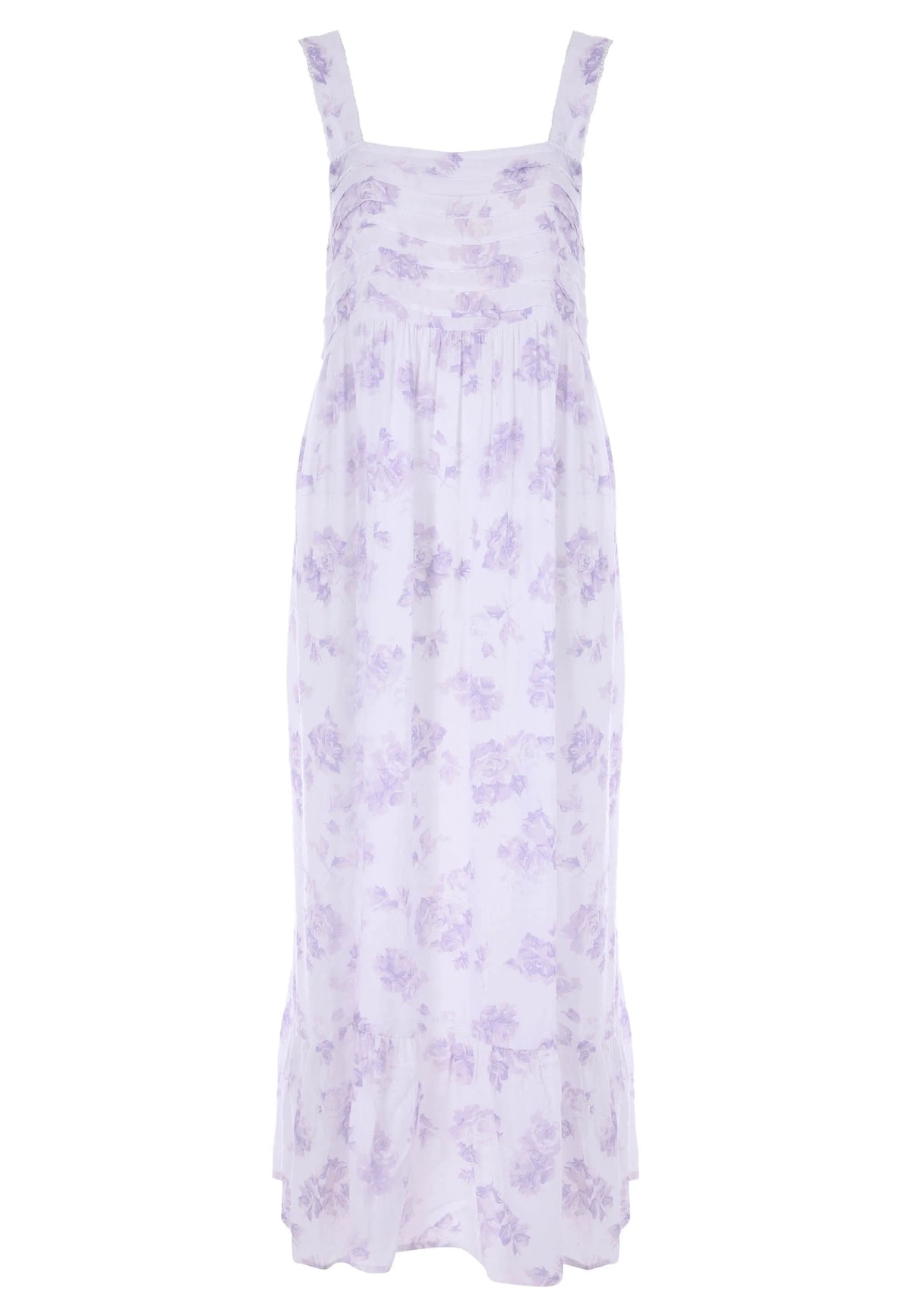Womens Lilac Floral Pleated Chemise Nightdress
