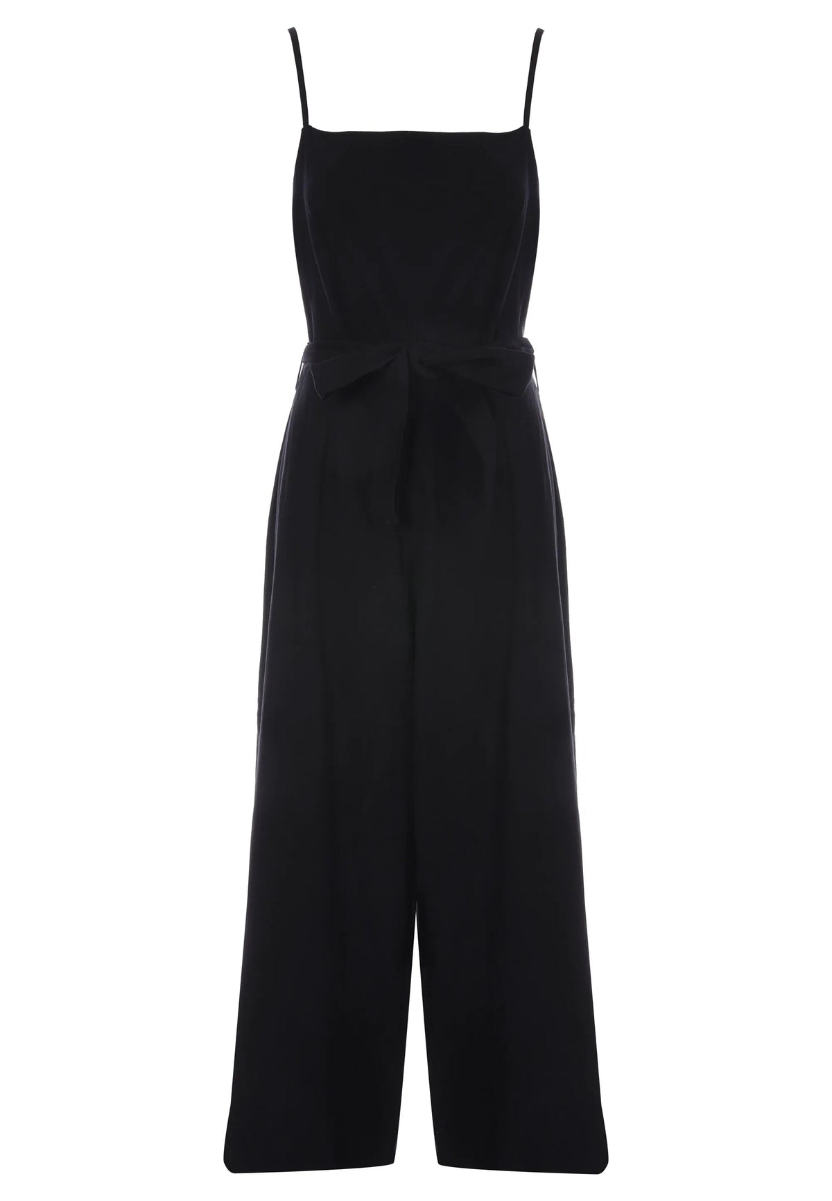 Womens Black Bow Detail Belted Jumpsuit