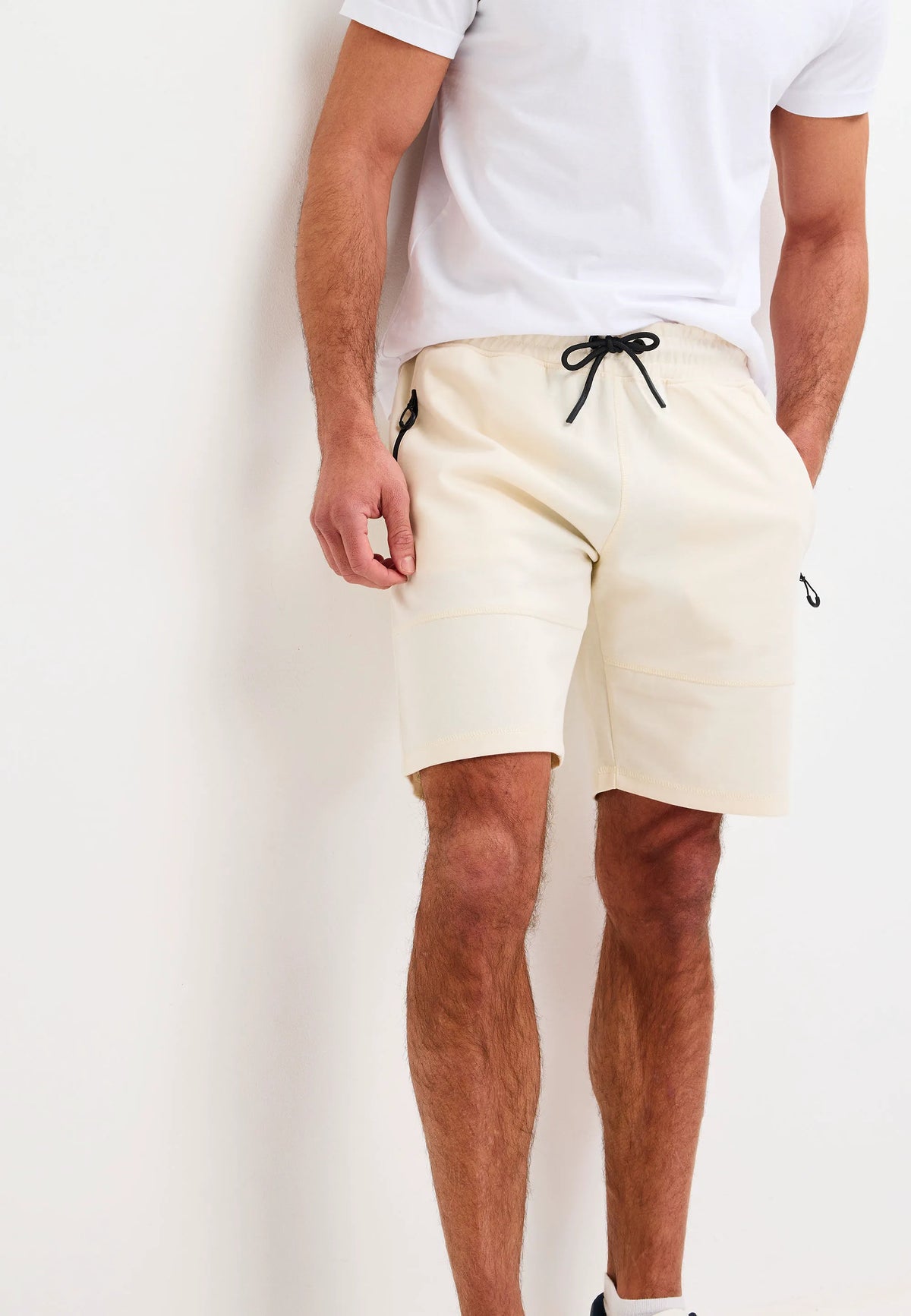 Mens Ecru Sports Sweat Shorts