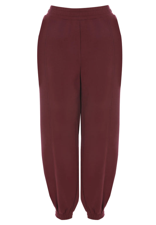 Womens Burgundy Balloon Joggers
