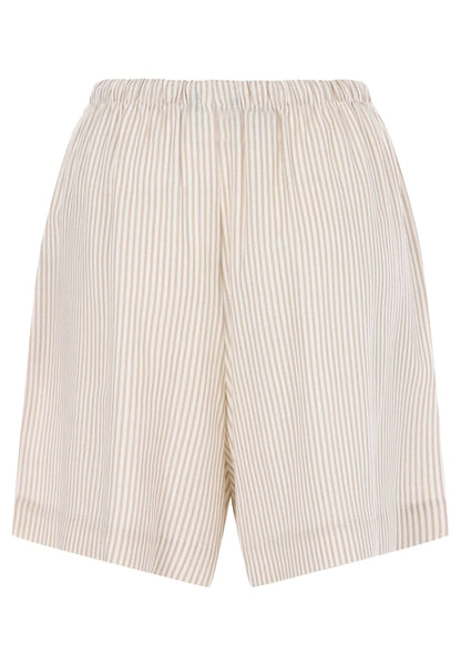 Womens Natural Stripe Linen Blend Shorts