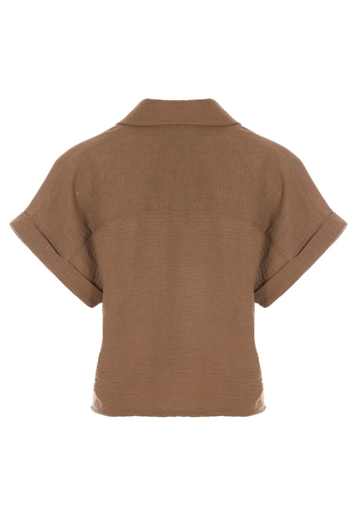 Womens Camel Button Revere Shirt